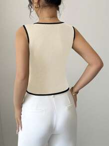 Elenzga Women's Elegant Contrast Trim Camisole For Summer