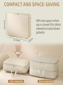 Inbeaufon 超节省空间自压缩收纳袋便携式衣柜斜纹防水棉被拉链压缩收纳袋可折叠衣柜搬家行李袋可扩展至 18 厘米/7.1 英寸高度连衣裙裤子鞋子牛仔裤靴子裙子卧室，收纳袋，家庭收纳，女式白色 T 恤，女式黑色裤子，女士冬装，连衣裙， - 彩色 - 查看 2