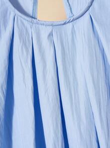 Vestido minimalista de unicolor para niñas, adecuado para uso diario y actividades al aire libre, de verano - Azul - Ver 7