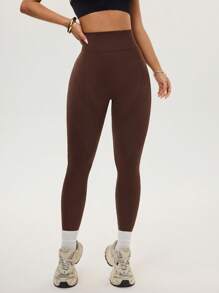 Women Solid Color High Waist Seamless Leggings For Chinese New Year