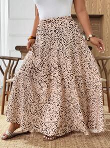 Weeklong Falda larga informal con estampado todo sobre para mujer de talla grande - Multicolor - Ver 1