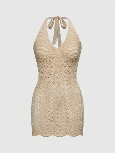 Robe moulante sexy style européen et américain avec décolleté en V profond, effet ajouré sur le dos, nouvelle collection été