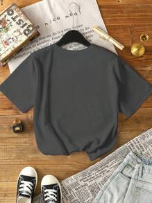 INAWLY Vintage Graphic Print Women Plus Size Casual Short Sleeve T-Shirt, For Summer