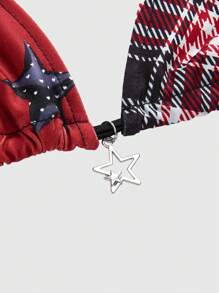 ROMWE Grunge Punk Áo crop top kẻ sọc Punk Y2K Baddie Star, Học thuật, Mùa tựu trường - Nhiều màu - Xem 3