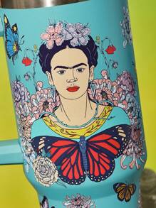 Frida Kahlo X SHEIN 40oz Tumbler With Handle, Insulated Cup, Vacuum Insulated Water Bottle, Stainless Steel Travel Mug, Car Mug