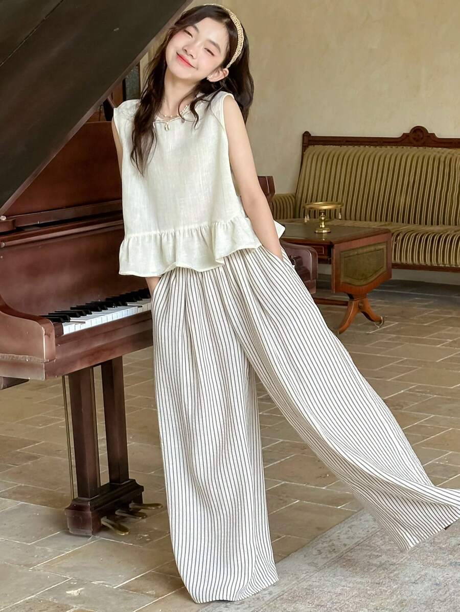 Dazy Kids 2pcs Teen Girls Fall Outfit - Shirt Set,Back To School Clothes - Apricot - View 1