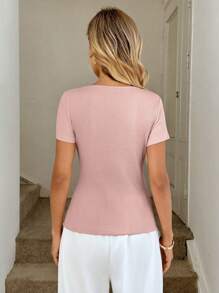 Easowa 休闲百搭简约纯色修身短袖T恤