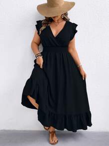 SHEIN Clasi Plus Size Women Bohemian Style Backless Maxi Dress, Print, Beach Resort Wear, Spring/Summer - Black - View 5