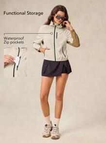 OutZeal 轻便防水防风夹克，拉链口袋，户外夹克，徒步露营