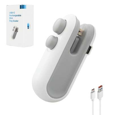 SHEIN Sellador de bolsas Mini LX, recargable por USB-C 2 en 1 con sellador de calor y cortador, máquina reselladora para bolsas de aperitivos
