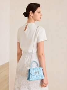 MOTF PREMIUM BOLSO CON DETALLE DE LAZO DE STRASS - Azul - Ver 8