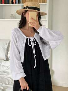 DAZY 女士系带纯色开衫，适合搭配 T 恤夏季长袖女上衣