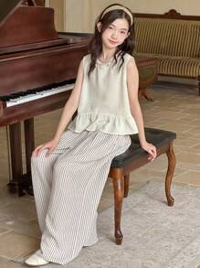 Dazy Kids 2pcs Teen Girls Fall Outfit - Shirt Set,Back To School Clothes - Apricot - View 6