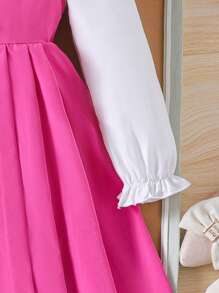 女童背带裙搭配白色长袖衬衫 - 白色 - 查看 5