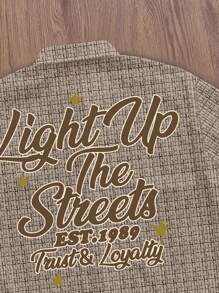 Manfinity Roghcode Men Street Casual Plaid & Slogan Graphic Shirt - Multicolor - View 2