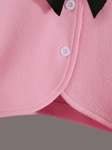 SHEIN Niña bebé, otoño e invierno, dama rosa, elegante, noble, lujoso, lujoso, lujoso, lujoso, blusa de manga larga con cuello blanco, top con hebilla de encaje dorado y falda larga rosa son adecuados para ir de compras, jugar, asistir a fiestas, reuniones y cocina occidental en otoño - Rosa - Ver 6