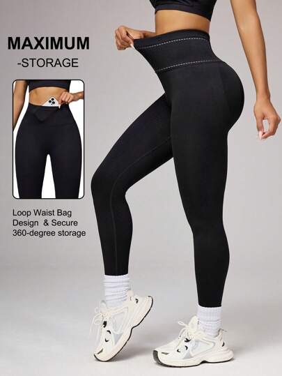 SHEIN Sports Seamless Cycling High Waist Compressive Slimming Shapewear Leggings With Multiple Pockets, Sexy And Supportive Workout Workout Workout Leggings Tummy Control Leggings For Women Tummy Control