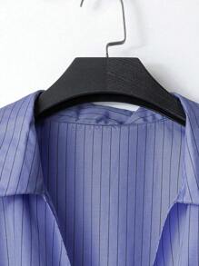 SHEIN LUNE 大码夏季休闲纽扣条纹腰衬衫