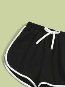 SHEIN Top gráfico de letra y shorts con diseño de delfín para niñas jóvenes