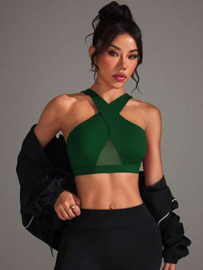 Easithlete Effen Mesh Patchwork Sports Bra, Fitness Wear view 5