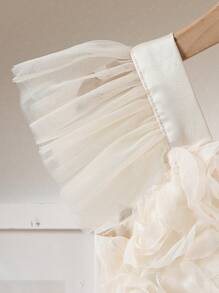 SHEIN Elladie kids Váy tay lỡ thêu hoa 3D cho bé gái, váy công chúa thích hợp cho biểu diễn, tiệc tùng, sinh nhật, đám cưới, quà tặng - Màu be - Xem 7