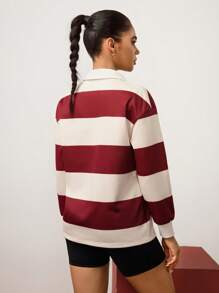 Hanevo Damen neue lässige gestreifte retro klassische Kordelzug Langarm Sweatshirt für Abschluss, Schulanfang, Abschluss, Lehrer, Pullover für den Herbst