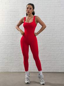 Easithlete Women's Solid Color Backless Sleeveless Jumpsuit, Women's Backless Sleeveless Black Seamless Jumpsuit Yoga Jumpsuit Sports Jumpsuit Seamless Fitness Jumpsuit Yoga Jumpsuit