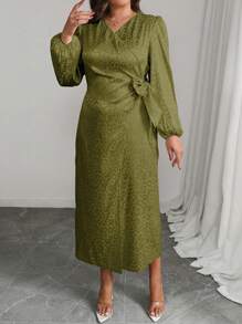 Modelyn Vestido envolvente con escote en V y estampado de leopardo para mujer de talla grande