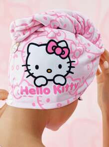 HELLO KITTY AND FRIENDS | SHEIN 1 件卡通图案超强吸水超细纤维干发帽，带 2 个按钮，适合不同发量，快速干燥 - 粉色 - 查看 7