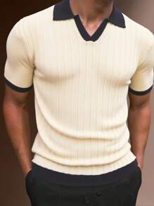 RueChic Men Textured SS Fashion Regular Polo Shirt - Beige - View 1