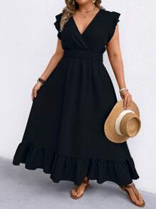 SHEIN Clasi Plus Size Women Bohemian Style Backless Maxi Dress, Print, Beach Resort Wear, Spring/Summer - Black - View 1