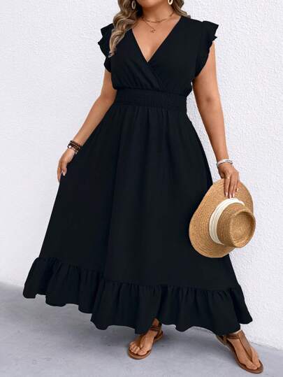 SHEIN Clasi Plus Size Women Bohemian Style Backless Maxi Dress, Print, Beach Resort Wear, Spring/Summer