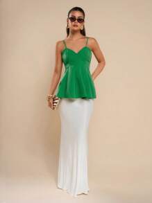 COSMINA Women's Summer Solid Color Ruffle Hem Camisole Vest