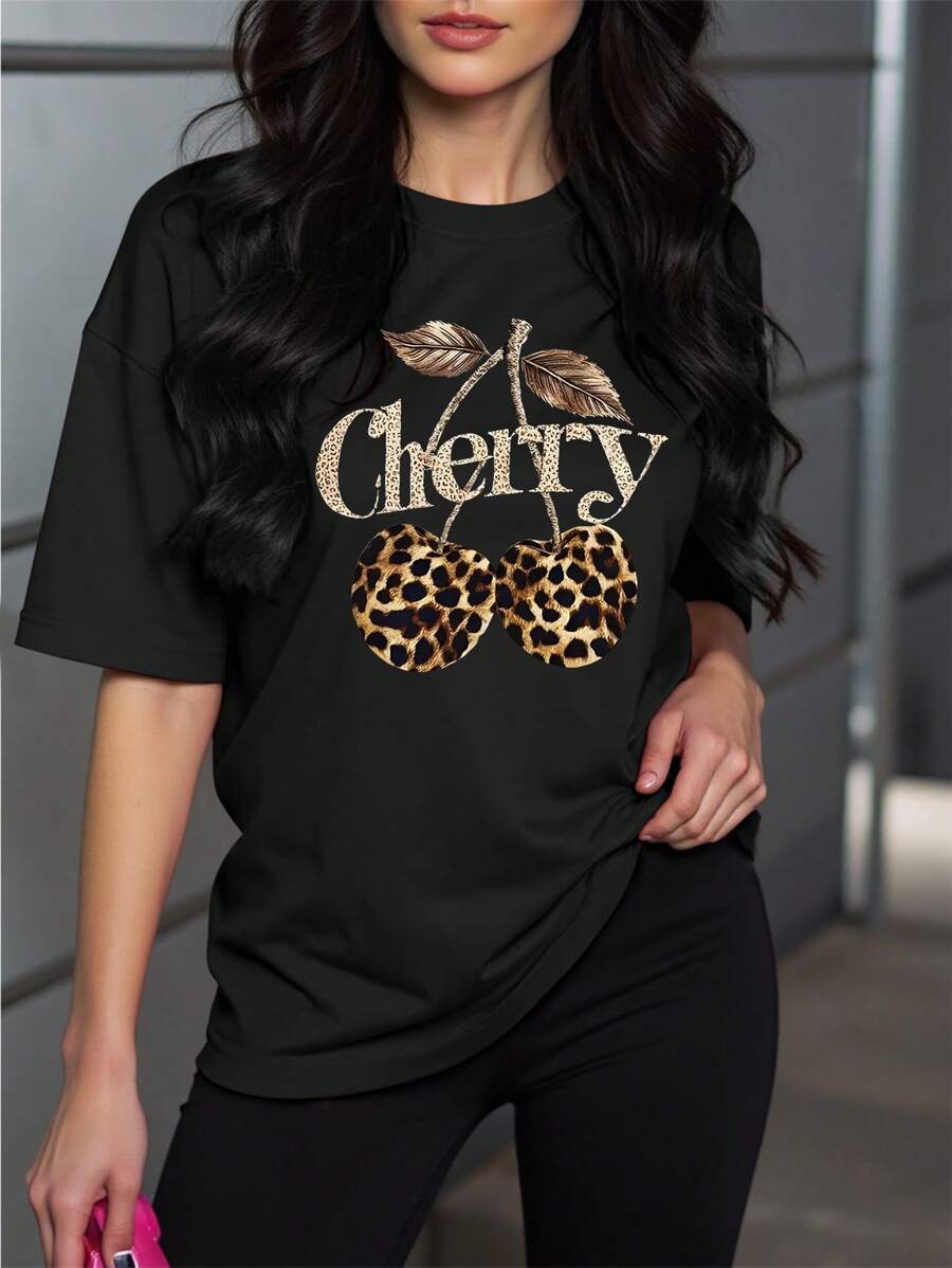 INAWLY Leopard & Cherry Print Camisole #03 Black, Size 29 - Black - View 1