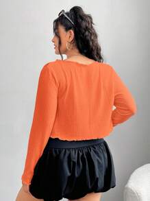 SHEIN EZwear Plus Size Women's Orange Cardigan Tops, Suitable For Summer Holiday & Music Festival
