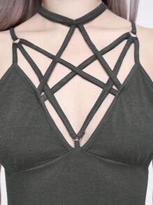 ROMWE Goth 夏季哥特式女式性感纯色迷你连衣裙 - 灰色 - 查看 2