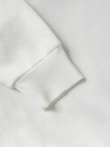 Rina Fox 女士秋季字母印花不对称领长袖休闲卫衣，毕业季、教师节、返校季套头衫 - 白色 - 查看 4
