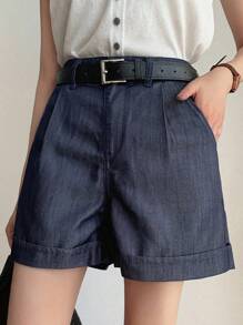 DAZY Women Summer Cuffed Loose Urban Casual Denim Shorts - Dark Wash - View 3