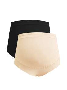 BloomMama 2 Packs Maternity High Waisted Underwear Pregnancy Soft Hipster Panties Over Bump