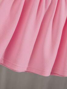 SHEIN Niña bebé, otoño e invierno, dama rosa, elegante, noble, lujoso, lujoso, lujoso, lujoso, blusa de manga larga con cuello blanco, top con hebilla de encaje dorado y falda larga rosa son adecuados para ir de compras, jugar, asistir a fiestas, reuniones y cocina occidental en otoño - Rosa - Ver 7