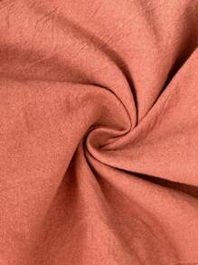 Easowa Solid Button Detail Asymmetrical Neck Sleeveless Blouse - Redwood - View 6