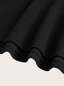 Ellevyn Plus Size Solid Color Seashell Border Cinched Waist Camisole - Black - View 4