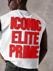 SUMWON 标志性精英系列露脐无袖训练举重夏季节日宽松剪裁健美背心 - 白色 - 查看 1