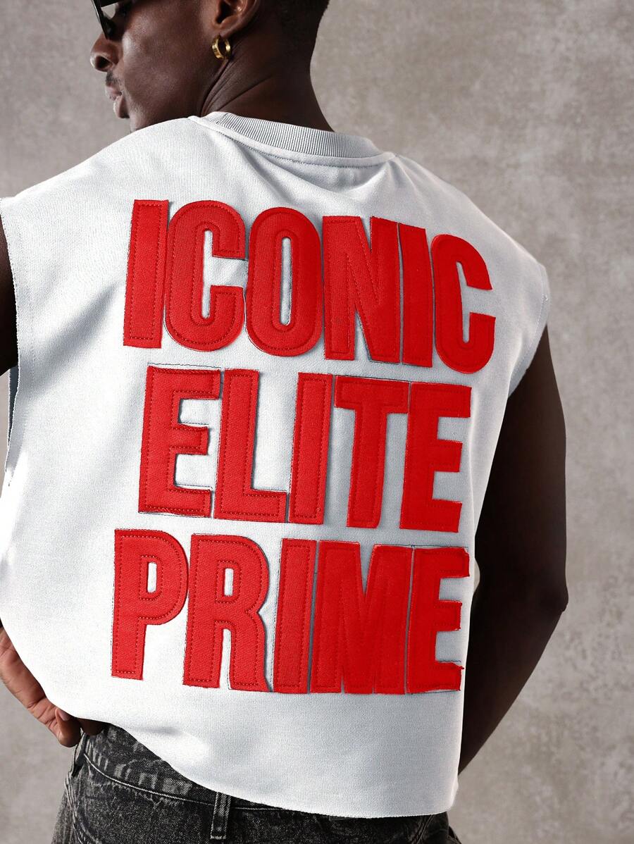 SUMWON 标志性精英系列露脐无袖训练举重夏季节日宽松剪裁健美背心 - 白色 - 查看 1