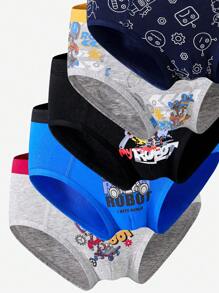 5条装 男童舒适全棉科幻机器人印花三角裤 男童三角裤 返校时尚