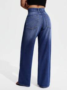 SHEIN EZwear Women's Pocket Straight Loose Casual Versatile Jeans