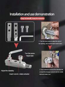 Adjustable Angle Faucet Valve Disassembly Tool - Steel Pipe & Screw Remover, Blue Soft Grip Handle, Plumbing Maintenance Kit