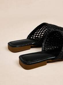 Rosivie 女士时尚黑色平底凉鞋 - 黑色 - 查看 7