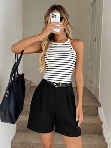 Easowa 條紋印花掛脖上衣