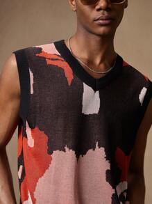 AKNOTIC Business Casual 男士迷彩针织无袖弹力修身休闲背心，适合夏季、度假、日常穿着、派对、情侣、礼物 - 黑色 - 查看 6